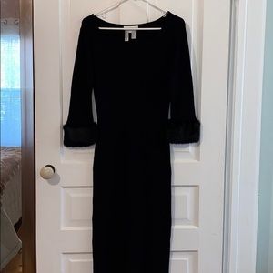 White House Black Market Fur Trim Dress